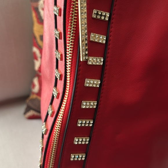 NEW Red Studded Leather Hobo Bag - Picture 3 of 6